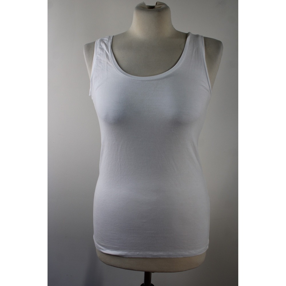Majestic Filatures Size 2 S White Tank Top Deluxe Teeshirt Soft Touch Viscose